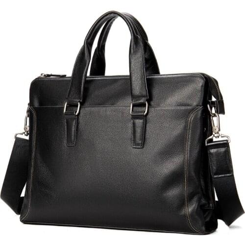 2021 new leather mens business casual first layer leather portable messenger computer bag zipper Briefcases Solid luxury bag