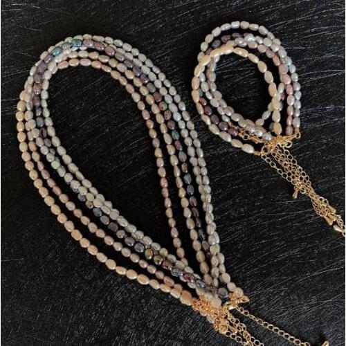 New Arrival Favorite Pearl Jewelry Set 5mm Small Baroque Real Freshwater Pearl Necklace Bracelet Elegnt Women Gift For Birthday