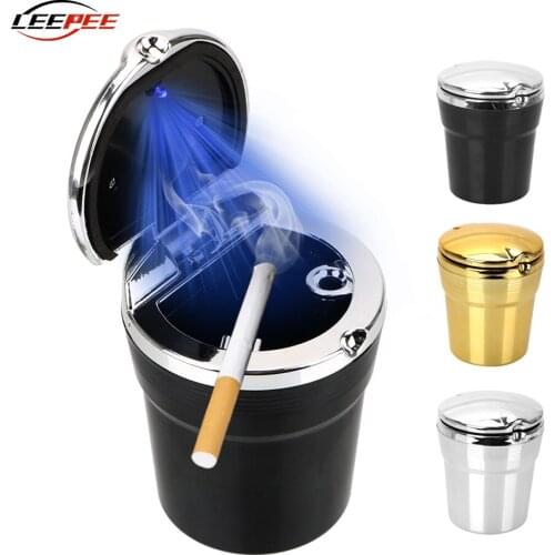 Plastic Case Car Ashtray Ash Holder Cigarette Smoking Cup LED Blue Decor Truck Off Road 4x4 Caravan Auto Accessories Interior