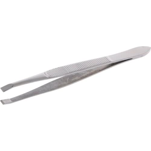 Professional Stainless Steel Eyebrow Hair Removal Tweezer Flat Tip Tool New