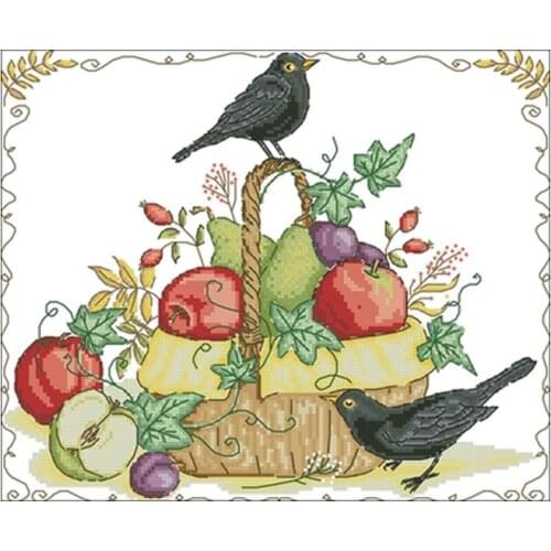 Harvest fruit basket patterns Counted Cross Stitch 11CT 14CT 18CT DIY Cross Stitch Kits Embroidery Needlework Sets home decor