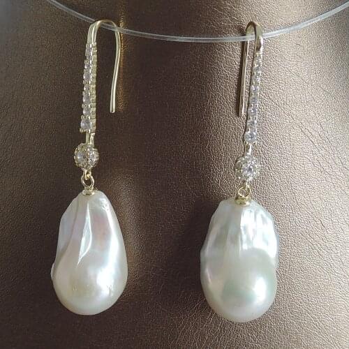 100% nature freshwater pearl earring with 925 silver hook -13-25 mm big baroque pearl earring ,IN GOLD AND SILVER COLOR