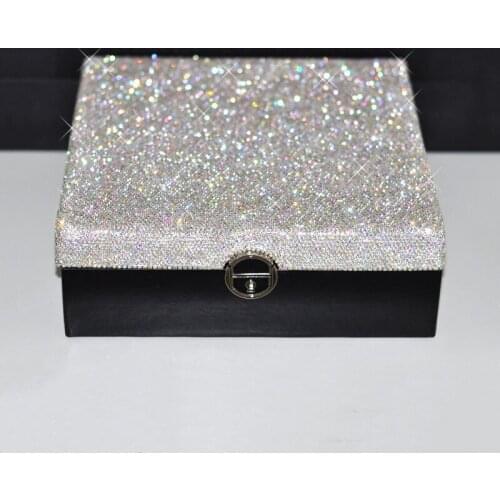 Creative Shining Crystal Diamond Large Jewelry Storage Box Upscale European Desktop With Makeup Mirror Christmas Wedding Gifts