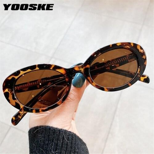 YOOSKE Fashion Oval Sunglasses Women Vintage Small Sun Glasses Men Driving Goggles Trendy Hip Hop Eyeglasses Shades UV400