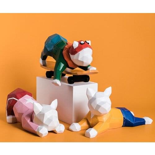 NORDIC STYLE MODERN FRENCH BULLDOG SCULPTURE ANIMAL RESIN STATUE CUTE GEOMETRIC DOG FIGURINE HOME DECORATION ACCESSORIES CRAFTS