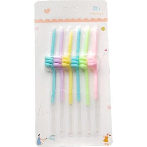 The new spiral birthday cake matching with threaded candle warm color color 6 sticks