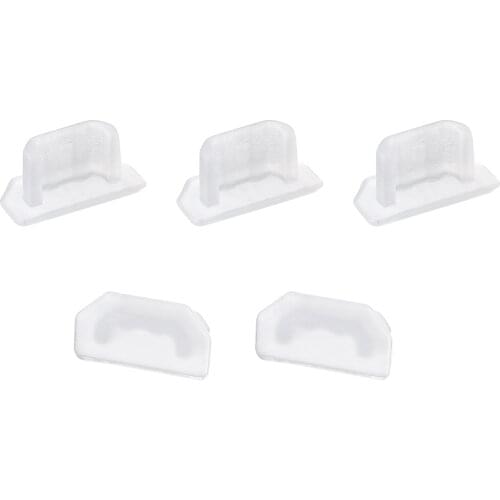 Uxcell 5pcs Silicone Micro USB Cap Port Cover Anti Dust Protector 6.5mmx2.3mm Clear