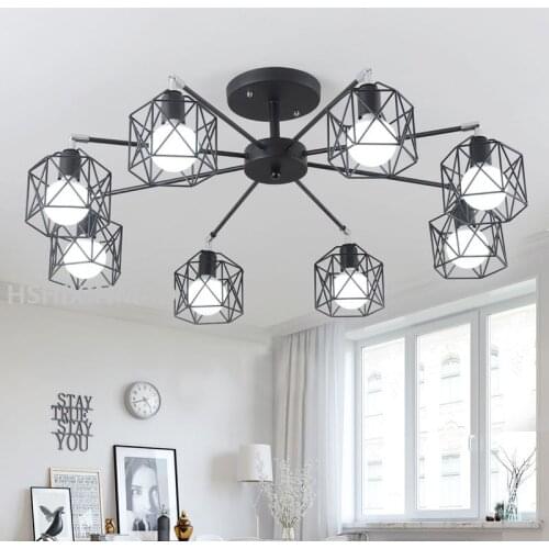 Vintage Black Or White Iron Ceiling Light Country Indoor Ceiling Lamp Lighting Southeast Asia E27 LED Living Room / Bedroom