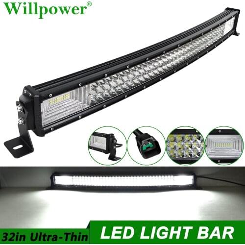 Offroad Car Grille 405W 32inch Curved Slim Light Bar For Jeep Dodge Chevy 4x4 Truck Pickup Bumper Fog Light Bars LED Lightbar