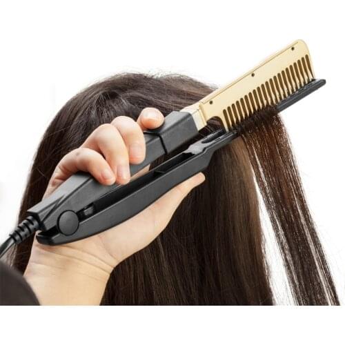 Hair Straightener Flat Irons Hot Heating Comb Straightening Brush Hair Straight Styler Corrugation Curling Iron Hair Curler Comb