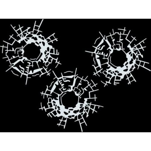 X7AE 3Pcs/Set 18cm*13.5cm Bullet Holes Glass Art Car Stickers Car-styling Decal
