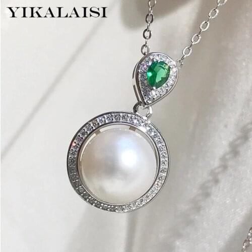 YIKALAISI 11-12mm Oblate Natural Freshwater Pearl Pendants Jewelry For Women 925 Sterling Silver Necklaces New Wholesales