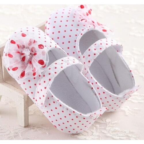 0-1 year old female baby polka dot flower princess shoes soft bottom toddler shoes