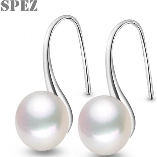 Fashion Pearl Stud Earrings 8-9mm Natural Freshwater Pearl 925 Sterling Silver Earrings For Women Jewelry Gift