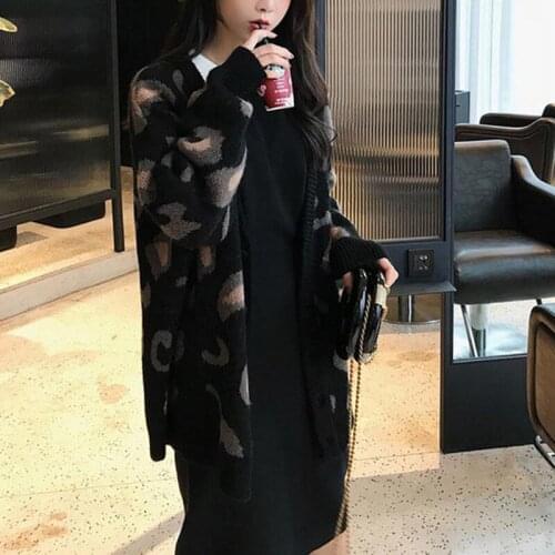 2021 autumn and winter new loose lazy style net red i sweater outer wear V-neck knitted cardigan jacket jacket female trend y2k