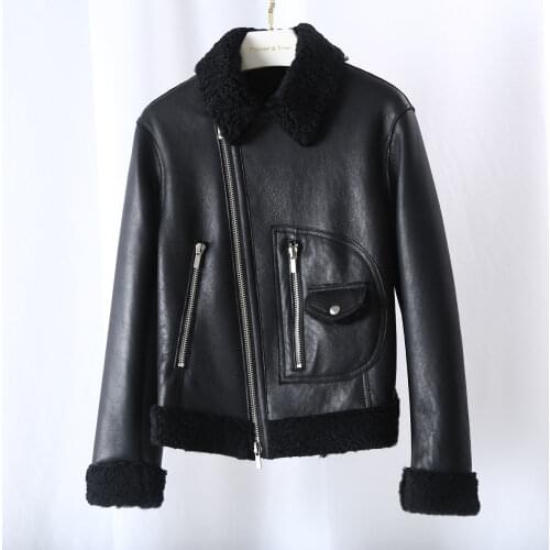Genuine Wool Fur Coat Vinatge Female Jacket Motorcycle Womens Coats Warm Jackets for Women 2020 Ropa Invierno Mujer Zjt934