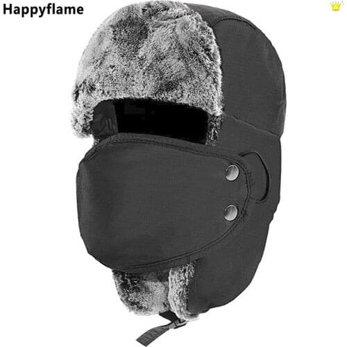 Winter Hat Keep Warm Unisex Trapper Aviator Trooper Earflap Russian Ski Hat with Mask Bomber Hats Waterproof Snow Hat Balaclava