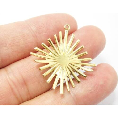 Brass sun charms rhombus 31x29x2.4mm Brass earrings pendant Geometry findings R989