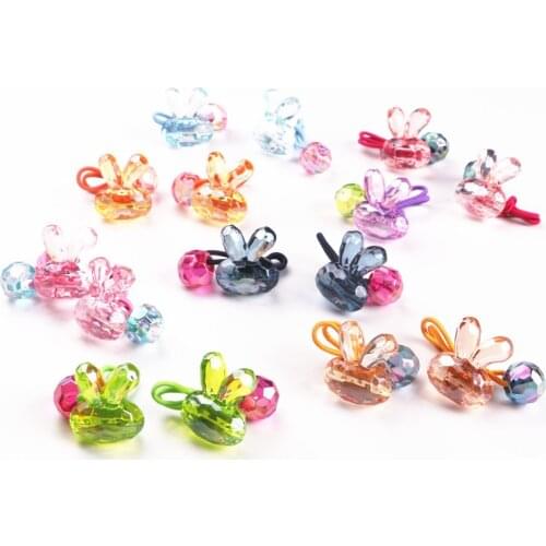 2pcs/lot Export Japanese children hair ornaments jewelry colorful rabbit oblique round round ball cartoon hair band hair rope