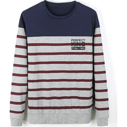 2020 Autumn Striped Print Cotton Crewneck Sweatshirt Men Fashion Vintage Trendy Streetwear Designer For Male Wear Clothing 1554