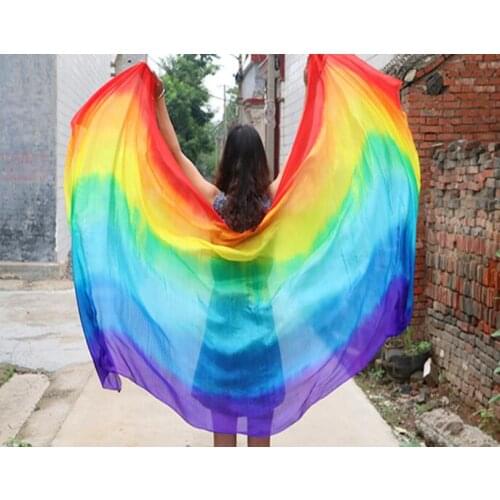3M*114cm 4M*114cm Real Silk Veil Belly Dance Hand Thrown Scarf Shawl Dance Accessory Customize Size Color Hot Sale Free Shipping