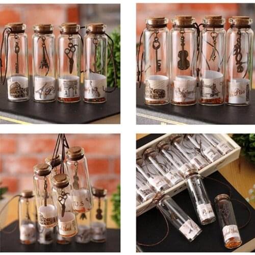 96PCS Glass with Cork Bottles Gift Small Clear Glass Bottle Vials Sample Jars Round Flat Vial Wishing Bottle DIY Pendants M17C