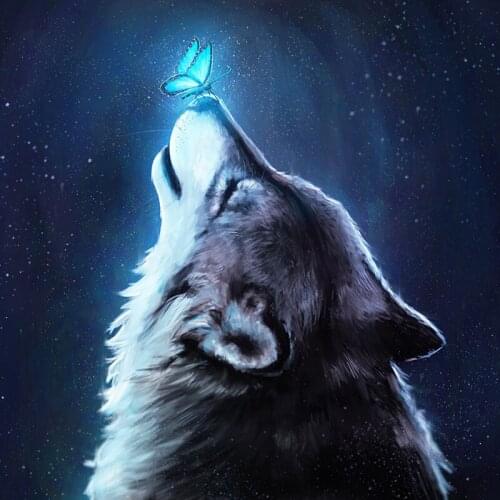 Diamond Mosaic Diy Diamond Embroidery Animal Cross Stitch kits Wolf And Butterfly Looking Up Diamond Painting Hobby GiftsZP-2418