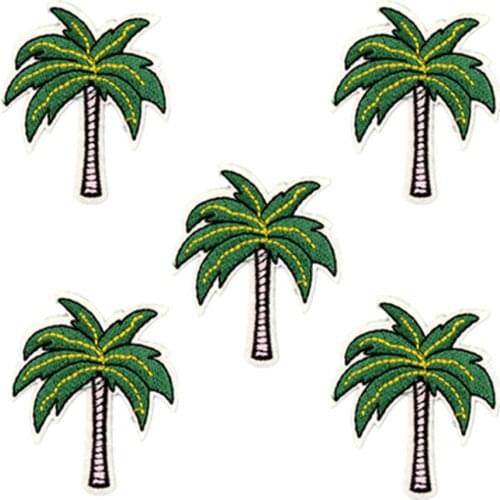 DIY Coconut Tree Patches Iron On Motif Patches For Clothing Jeans Jacket Embroidered Fabric Applique Stickers Sew On Accessories