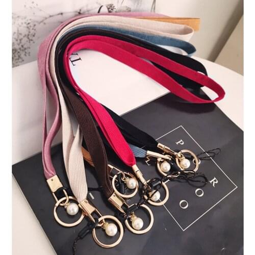 Long Pearl Pedant Phone Lanyard for iphone huawei samsung redmi xiaomi Fashion Necklace Strap for Working Card Badge Keychain