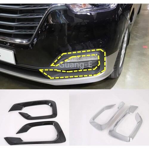 For Hyundai Starex H-1 2018 2019 2020 Car Body Head Front Fog Light Lamp Frame Stick ABS Chrome Trim Panel Frame 2pcs