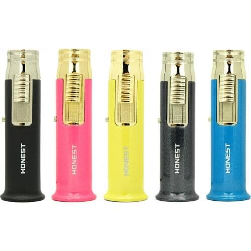 Honest Jet Torch Lighter Cigarette Lighters Windproof Stainless Steel Adjustable Flame Butane Gas