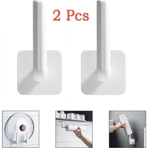 2 PCS Paper Towel Holder Adhesive Roll Wall Mount Paper Towel Rack Dispenser for Kitchen Bathroom Toilet Easy Installation