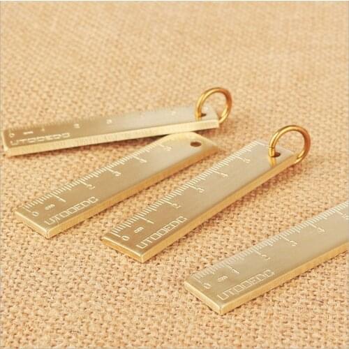 EDC Outdoor Pocket Tools Brass Metal Ruler Mini Portable Ruler Measurement 6CM Copper Ruler 3MM Thickness Camping Accessories