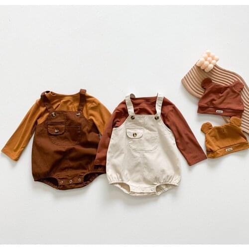 Toddler Baby Girls Boys Suit Korean Style Spring Autumn Infant Baby Girls Clothing Sets Long sleeve Cotton T-shirt Cowboy Romper