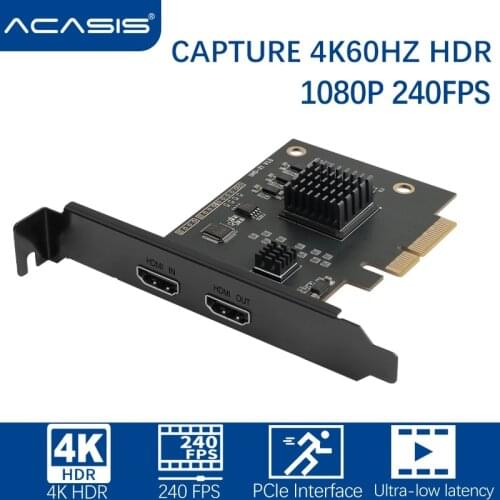 2 Channel HDMI-compatible Video Capture Card 4K HDR PCIe Interface Capture 2 HDMI-compatible Input Bulid-in Audio Video Source