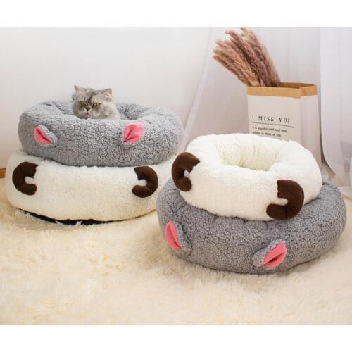 Autumn and Winter New Lamb Wool Cat Litter Round Deep Sleep Pet Litter Warm, Comfortable and Durable Cat and Dog Bed Litter