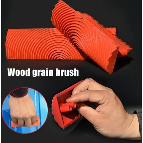 2pcs/set Red Rubber Wood Grain Paint Roller DIY Graining Painting Tool Wood Grain Pattern Wall Texture Painting Roller Home Tool