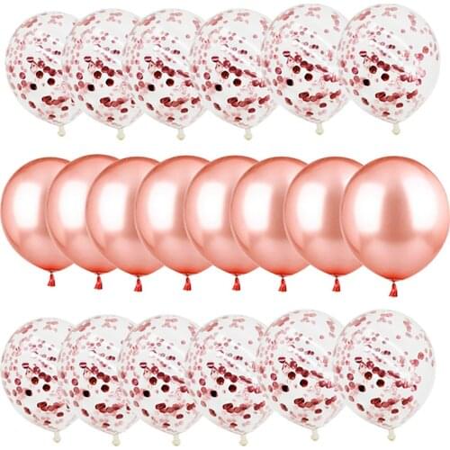 20Pcs Rose Gold Balloon Set Confetti Metallic Balloons Birthday Party Wedding Decoration Anniversary Globals Baby Shower Balloon