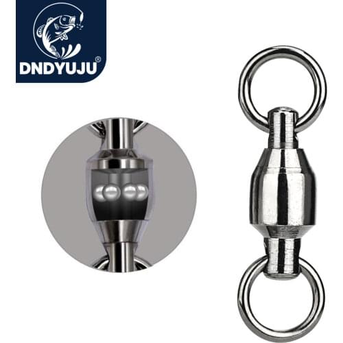 DNDYUJU 10PCS Heavy Duty Bearing Swivel Fishing Connector Ball Barrel Rolling Swivel Solid Ring Fishing Tackle Accessories Hook