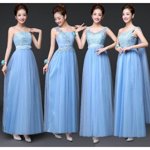 In Stock Prom Graduation Vestidos Cheap Blue Bridesmaid Dresses Wedding Party Robe Long Gown For Women Cocktail