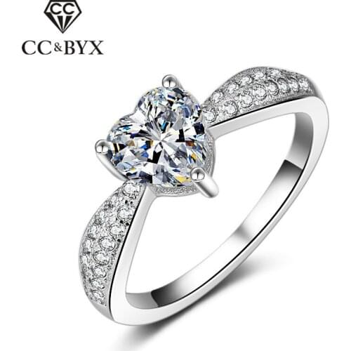 CC Love Heart Wedding Rings For Women Fashion Jewelry Romantic Bridal Simple Ring Engagement Anillos Mujer Drop Shipping CC814