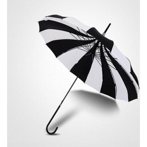 Creative Design Black And White Striped Golf Umbrella Long-handled Straight Pagoda Umbrella