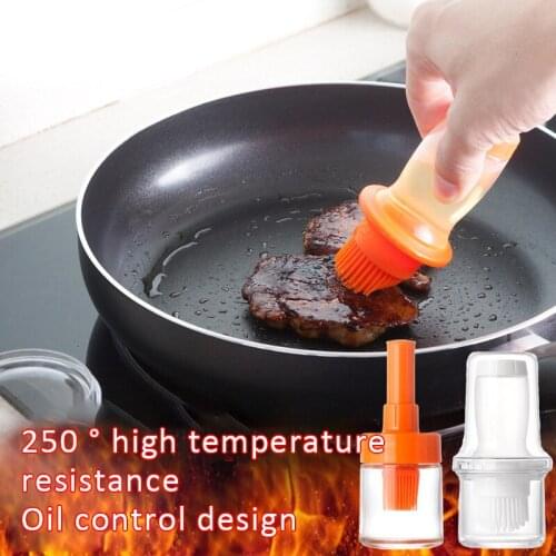 1Pcs Hot Basting Brush Food Grade Silicone Baking Tools Oil Pastry Brush For BBQ Kitchen Heat Resistant With Plastic Oil Bottle