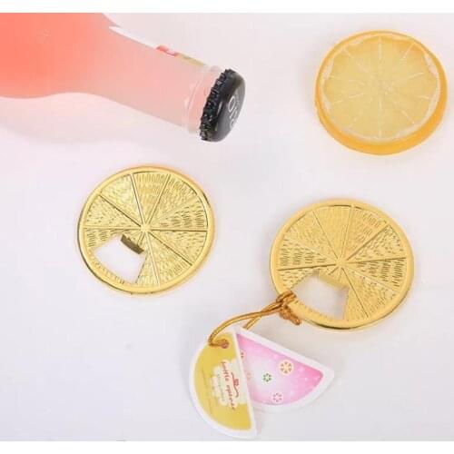 100pcs/lot Gold Citrus Slice Metal Bottle Opener Wedding Souvenirs Party Return Gifts for Guests SN2539