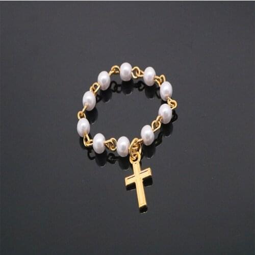 12pcs / 4mm White Stainless Steel Beads Catholic Rosary Bracelet Female Religious Jesus Cross Bracelet Catholic Holiday Gift