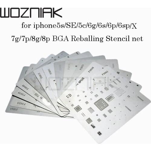 12pcs/lot high quality full set IC CHIP BGA Reballing Stencil dedicate kit for iPhone5S SE 6g 6p 6s 6sp 7g 7p x 8g 8p