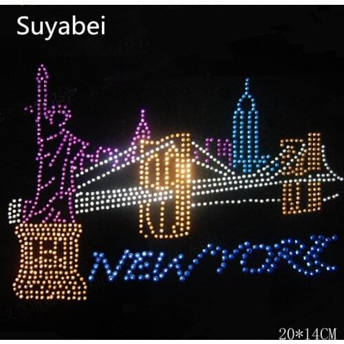 2pcs/lot Statue of Liberty iron on rhinestone transfer motifs rhinestones fix hot fix rhinestones applique patches