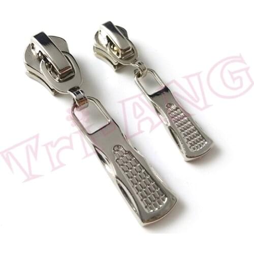 20pcs/lot, Fashion Bright Silver Color 3# & 5# Metal Zipper Slider with Vase Pattern Puller