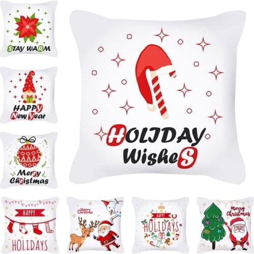 45*45cm Merry Christmas Cushion Cover Pillowcase 2021 Christmas Decorations For Home Xmas Noel Ornament Happy New Year 2022