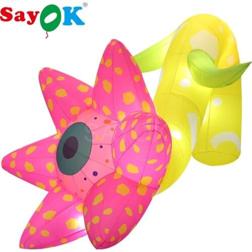 5x2.5m Inflatable Flower Decoration Hanging Lighting Flower Blossom with Lights for Christmas/Halloween/Yard/Party Decoration